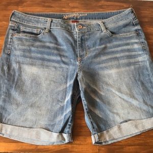 Distressed Denim Cuffed Shorts